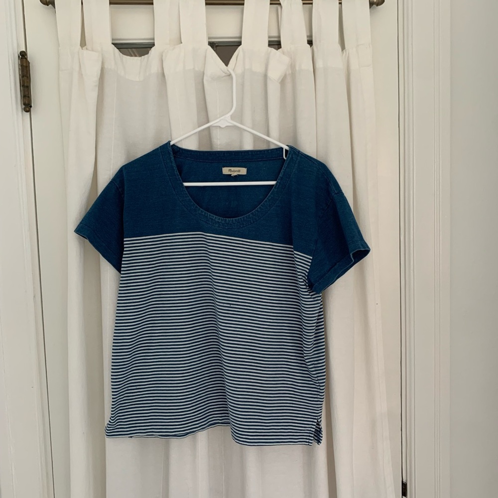 Madewell Blue and White Striped Tee